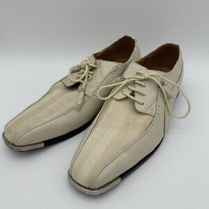 Mens Ivory Lace-Up Dress Shoes With Metal Toe Size 12 By Expressions By RC